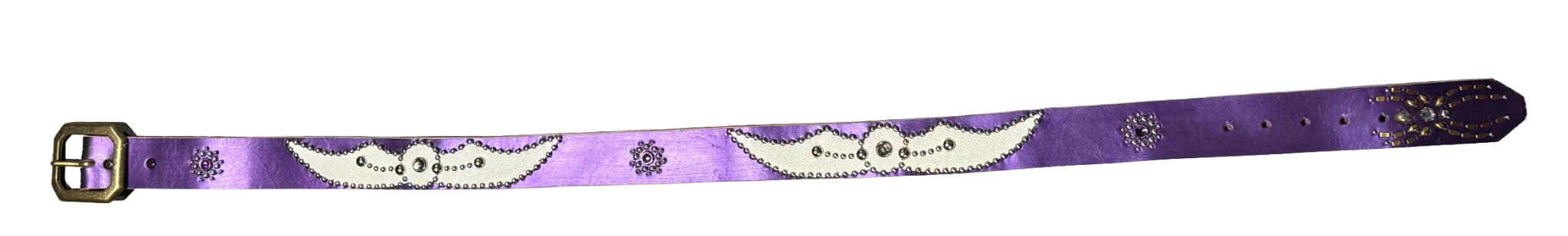 Studded 'White Leather Sun Spider Gem' Purple Belt - Image 2