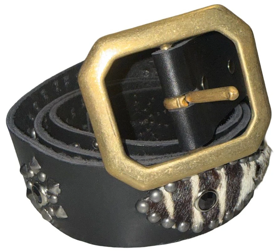 Studded 'Zebra Hair' Sun Gem Black Belt