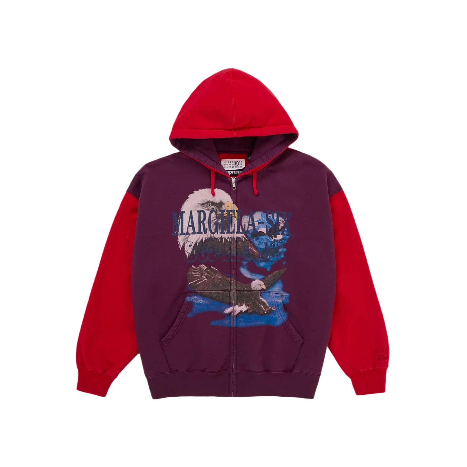 Supreme MM6 Maison Margiela Eagle Zip Up Hooded Sweatshirt Red