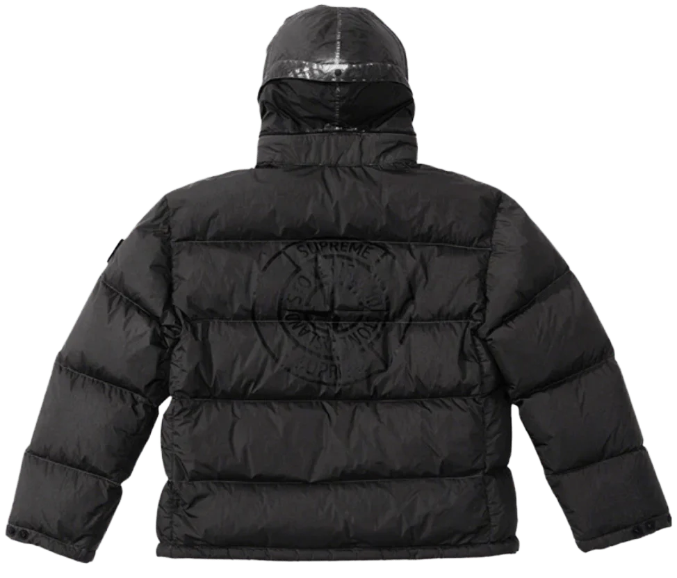 Supreme Stone Island Painted Camo Crinkle Down Jacket Black - Image 2
