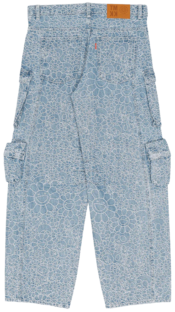 Takashi Murakami 'Flowers and Slulls' Jacquard Denim Cargo Pants - Image 2