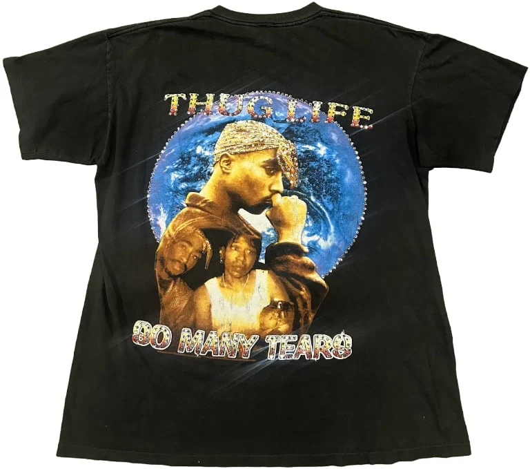 Tupac Shakur 'So Many Tears' Rhinestone Vintage Tee - Image 2