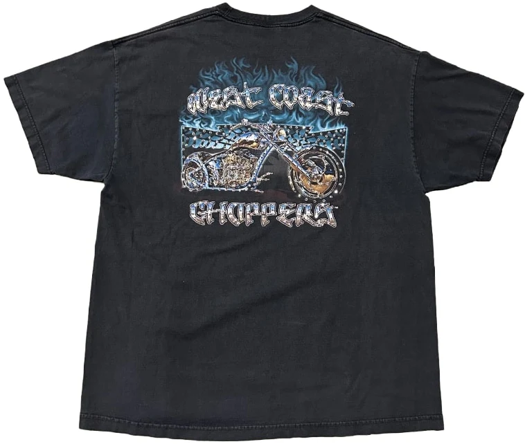 West Coast Choppers 'Blue Flame Chopper' Rhineston Vintage Tee - Image 2