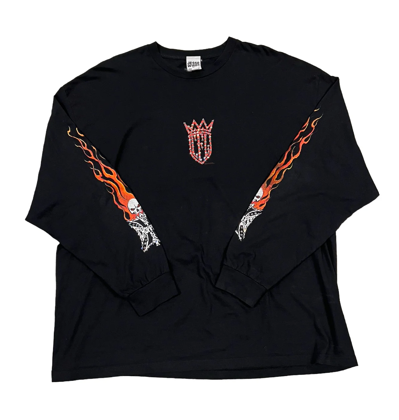 West Coast Choppers 'Flaming Skull' Rhinestone Vintage Longsleeve