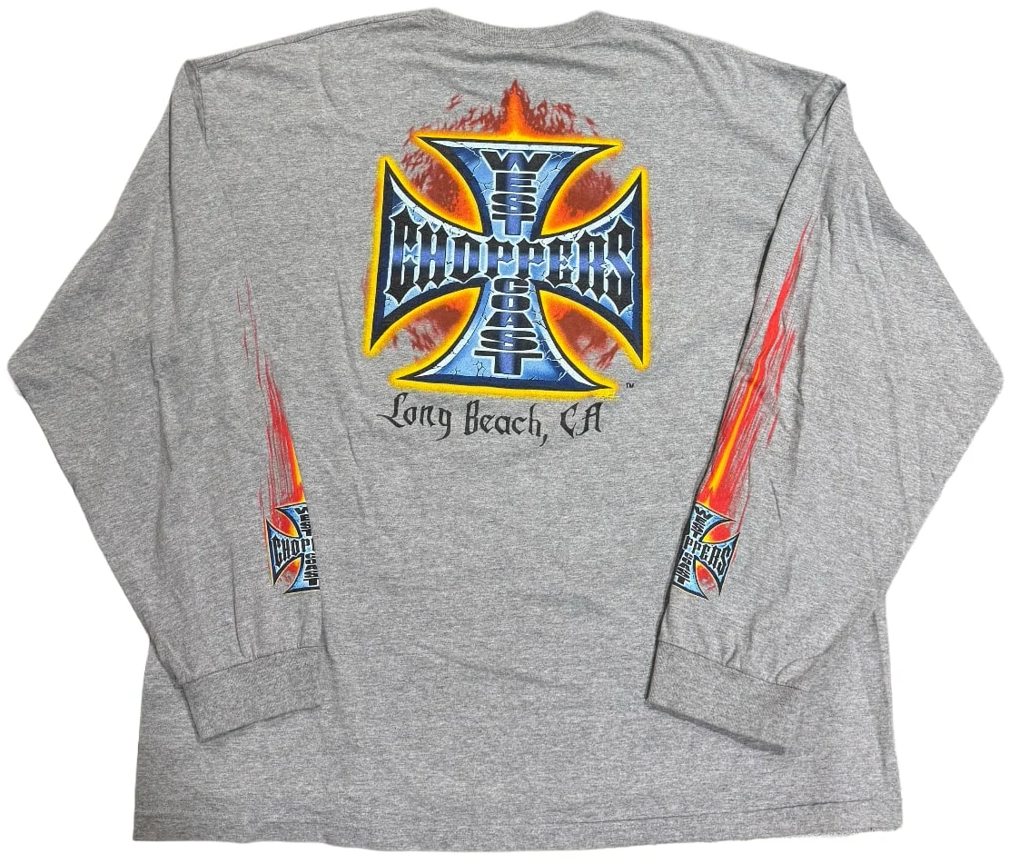 West Coast Choppers 'Long Beach' Grey Vintage Longsleeve - Image 2