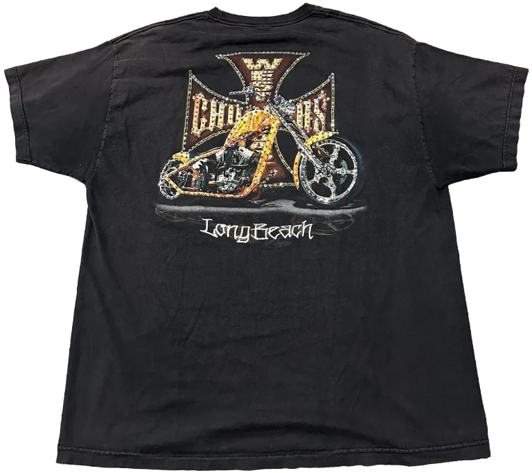 West Coast Choppers 'Orange Chopper' Rhinestone Vintage Tee - Image 2